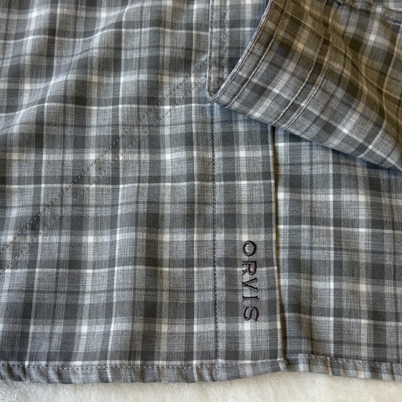 ORVIS Casual Button Down Shirt Mens Size Large Active Fit Gray Plaid - Picture 4 of 9